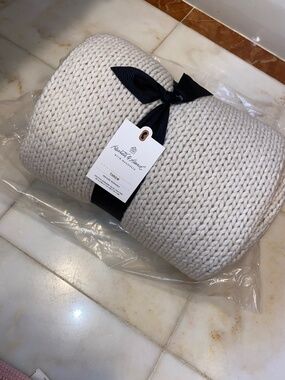 LAST ONE KNIT THROW BLANKET CREAM Hearth & Hand Magnolia White beige 50 x 60